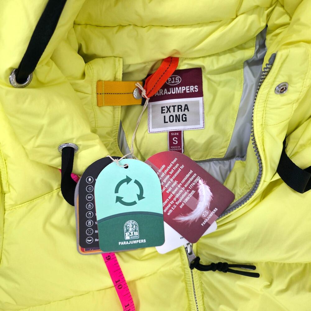 Parajumpers Panda Charlock Yellow Extra Long Down Jacket Puffer Coat Small NWT - Picture 13 of 13